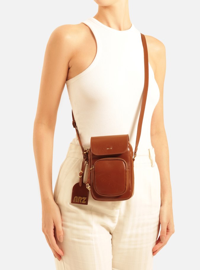 Bolsa Tiracolo Couro Marrom Pequena