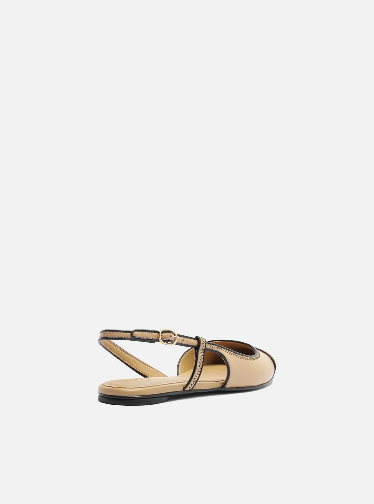 Sapatilha Nude Bico Redondo Fivela Slingback — foto 3