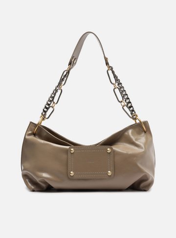 Bolsa Shoulder Cinza Couro Glossy Média