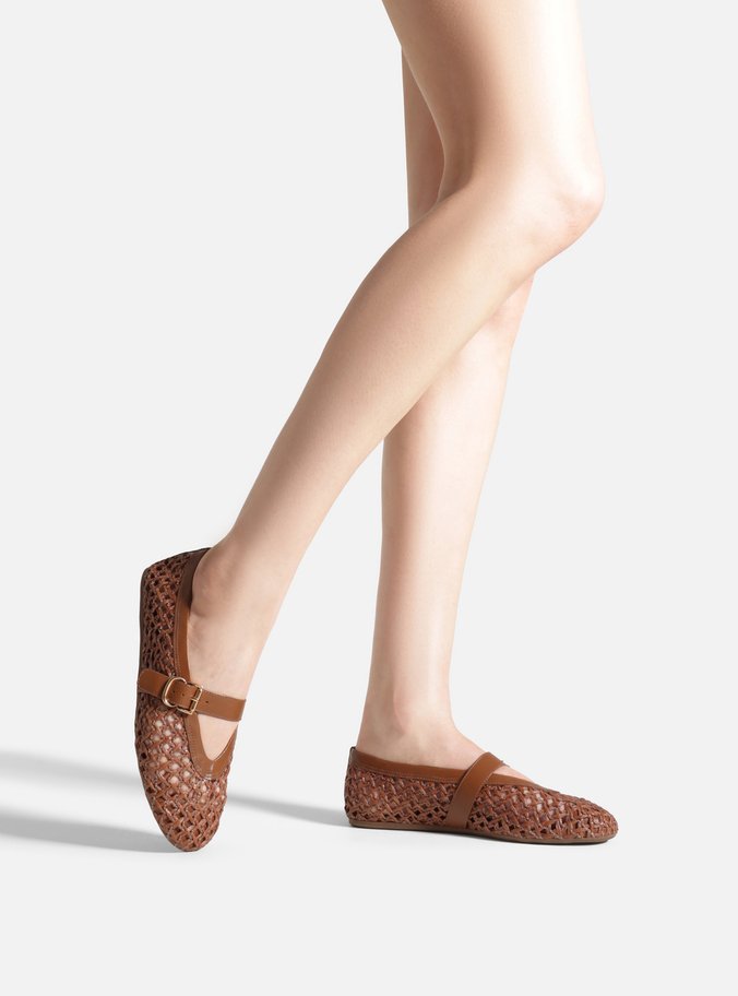 Sapatilha Marrom Couro Trama Tira