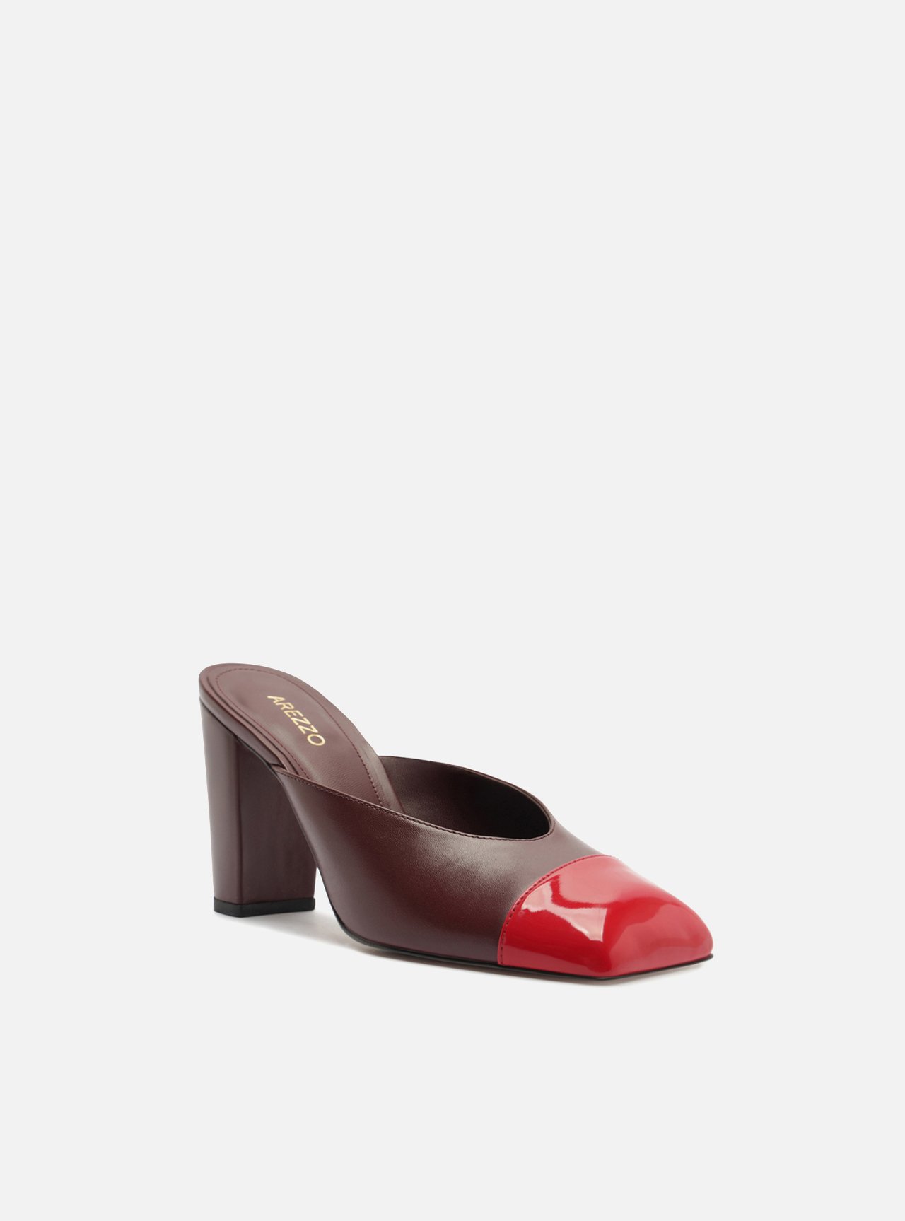 Mule Bordô Salto Bloco Cap Toe Vermelho — foto 3