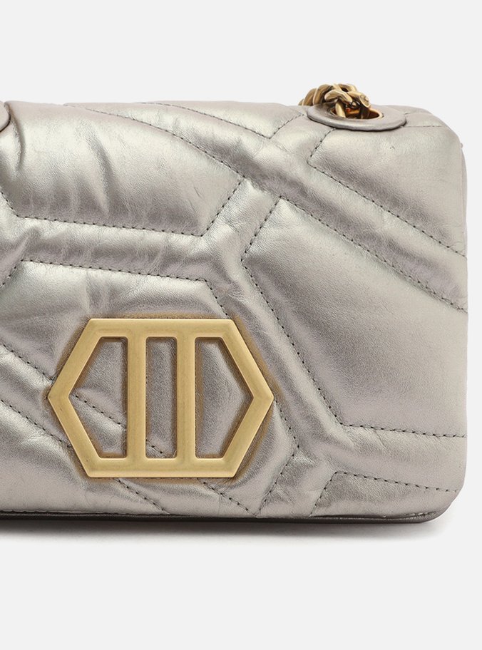 Bolsa Tiracolo Prata Couro Emma Sporty Média