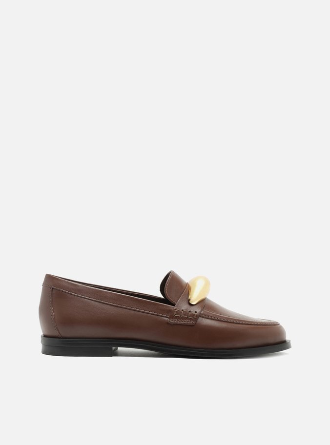 Mocassim Marrom Couro Metal Bold Silvia Braz