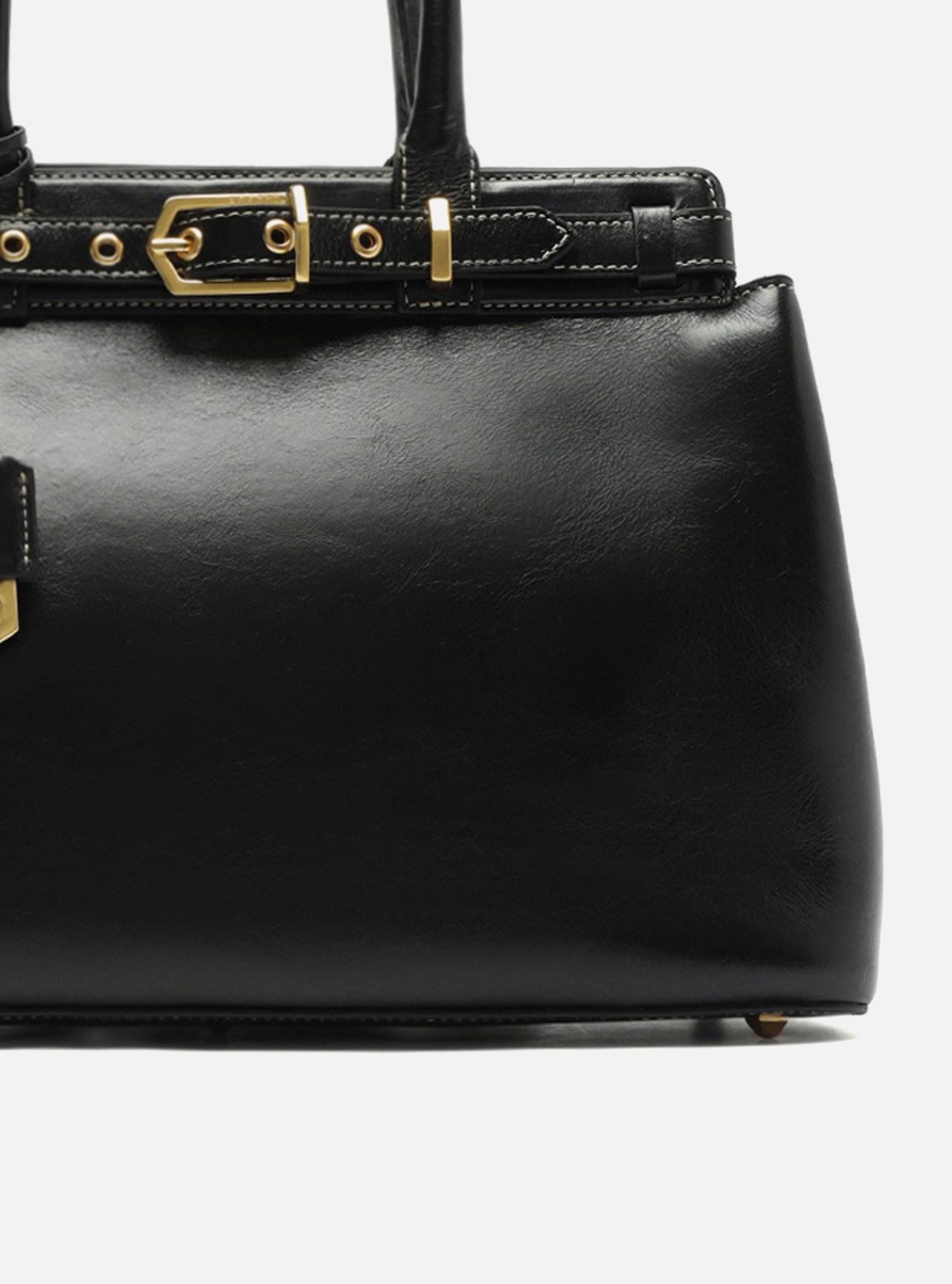 Bolsa Tote Preta Couro Grande Bag Charm Victória — foto 6