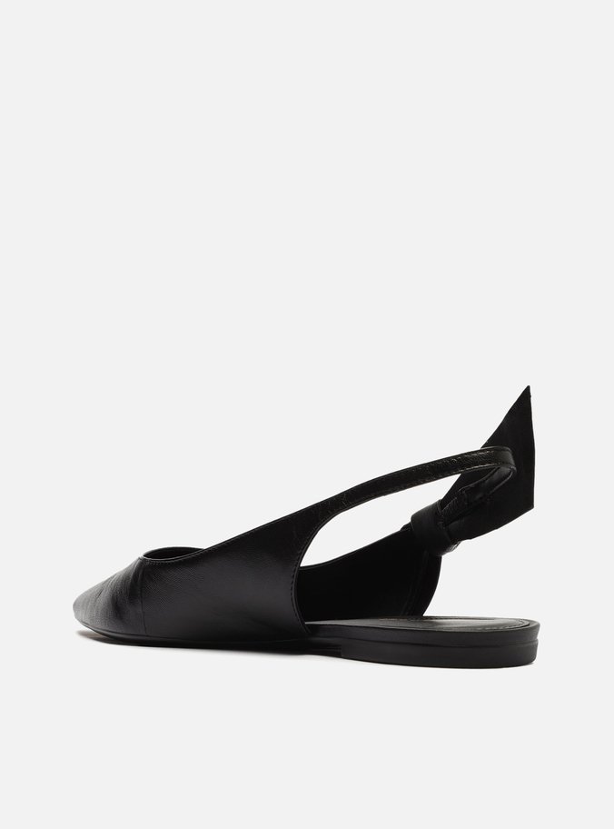 Sapatilha Preta Couro Slingback Nó