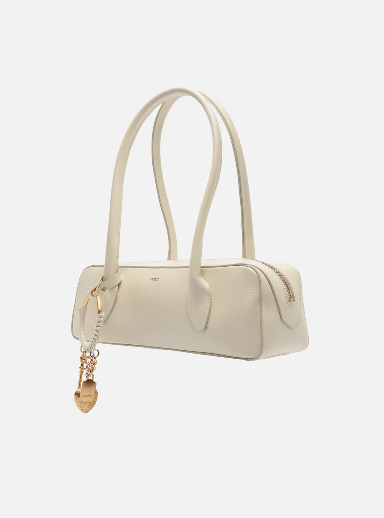 Bolsa Shoulder Branca Couro Média Metais — foto 2