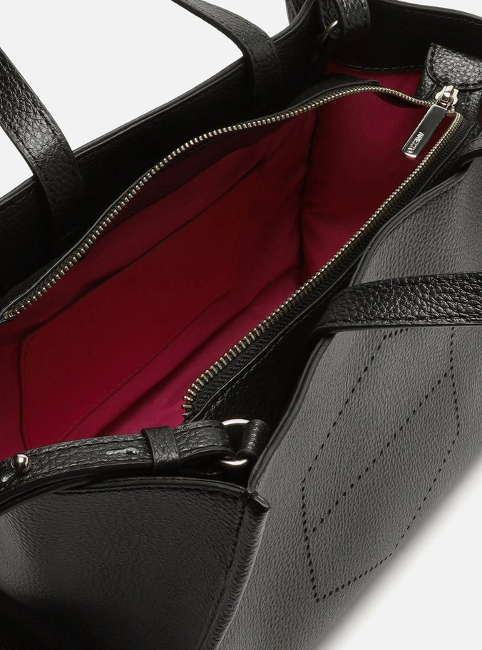 Bolsa Tote Preta Grande Logo Perfurado