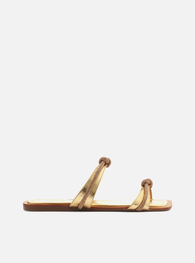 Sandália Rasteira Dourada  Salto Rasteiro