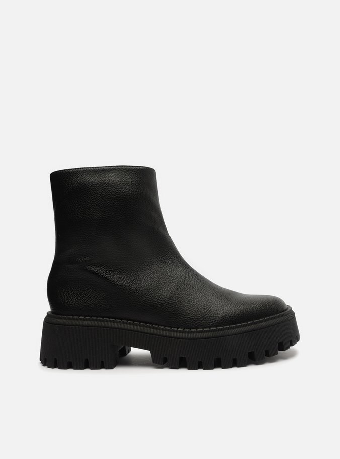Bota Preta Cano Médio Tratorada Zíper