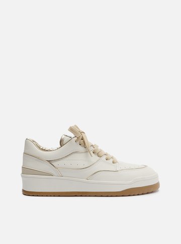Tênis Branco Couro Urban Dourado