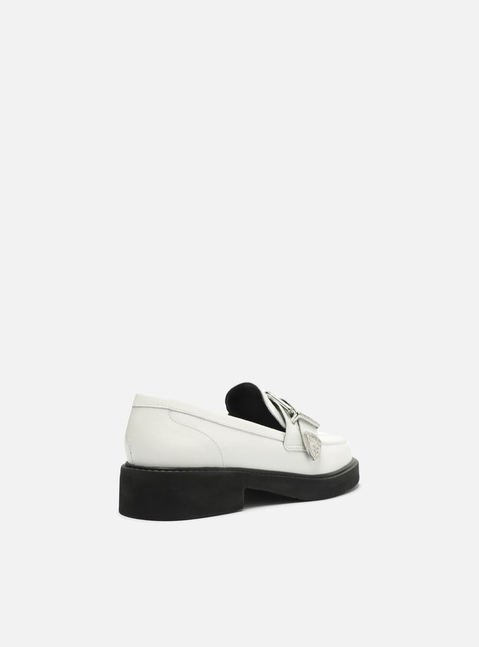 Mocassim Branco Couro Fivela Western