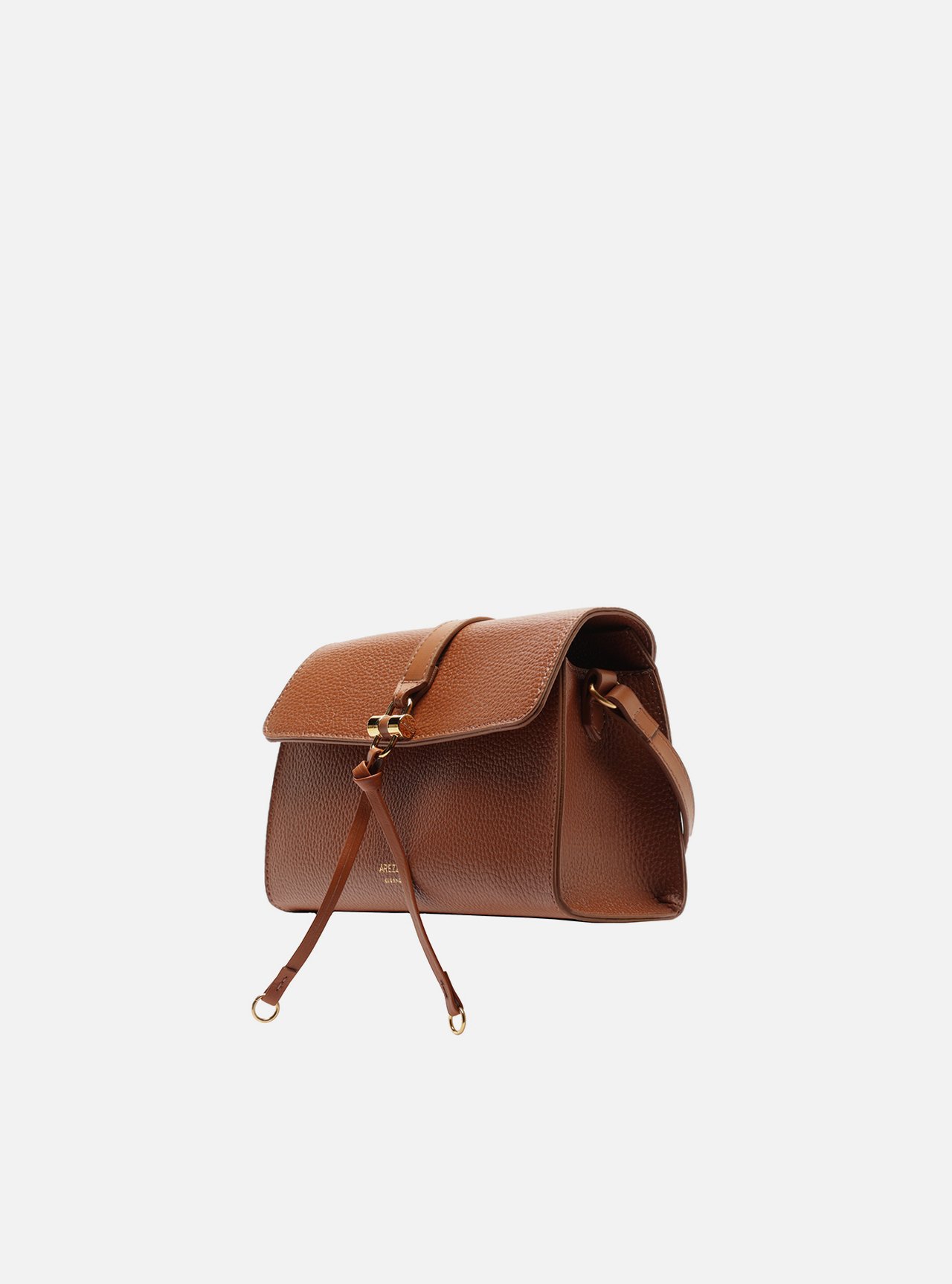 Bolsa Tiracolo Marrom Pequena Metal Tiras Frontais — foto 2