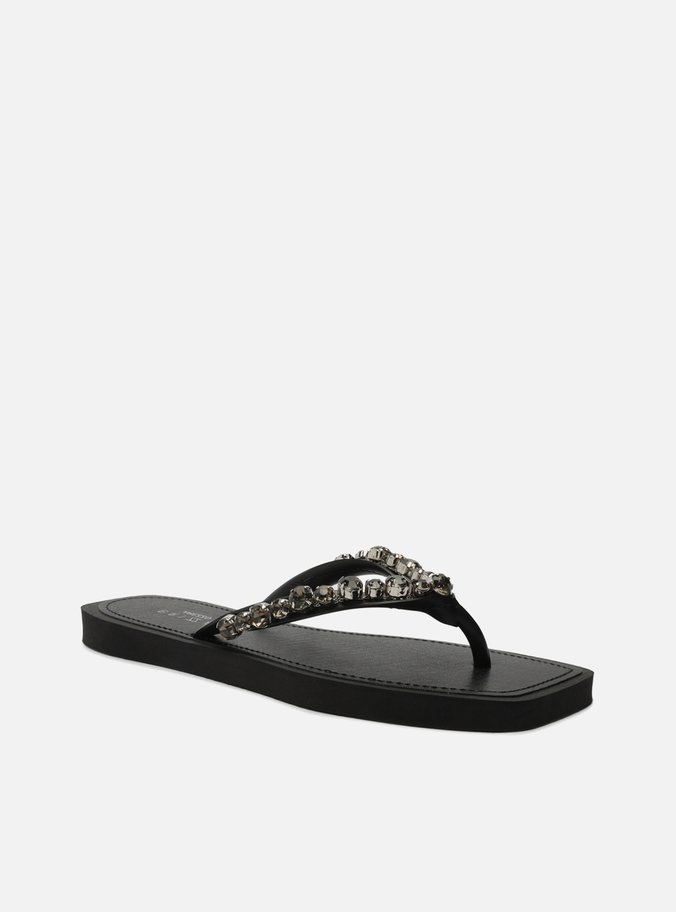 Chinelo de Dedo Preto Square Aplicações