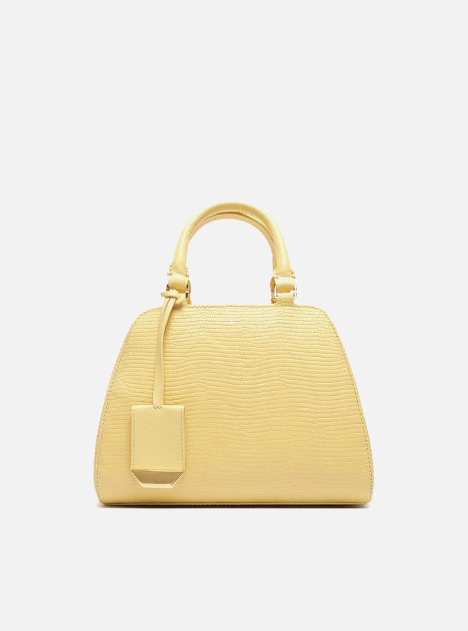 Bolsa Bowling Amarela Couro Média