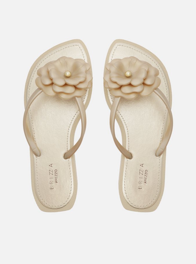 Chinelo de Dedo Dourado Flor Flash Brizza