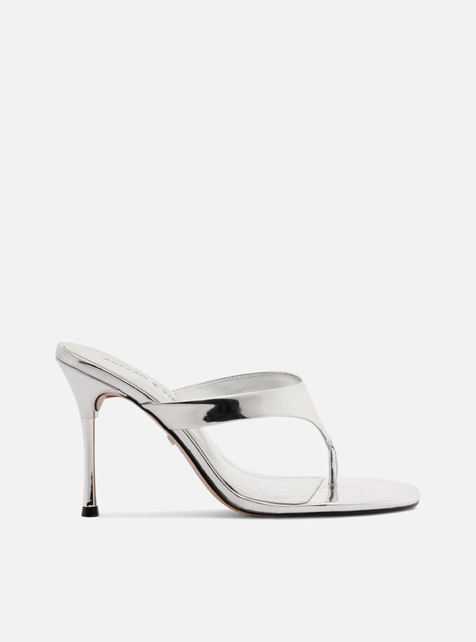 Sandália Prata Salto Alto Tira