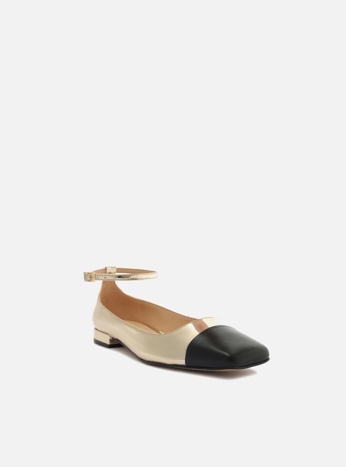 Sapatilha Boneca Dourada Cap Toe Fivela