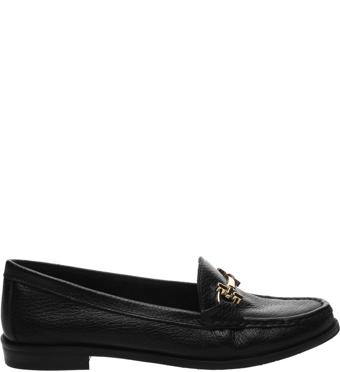 Mocassim Couro Soft Fivela Preto