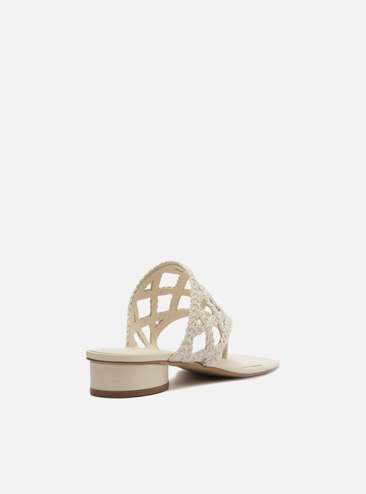 Sandália Off-White Bordada Salto Baixo Bloco — foto 3