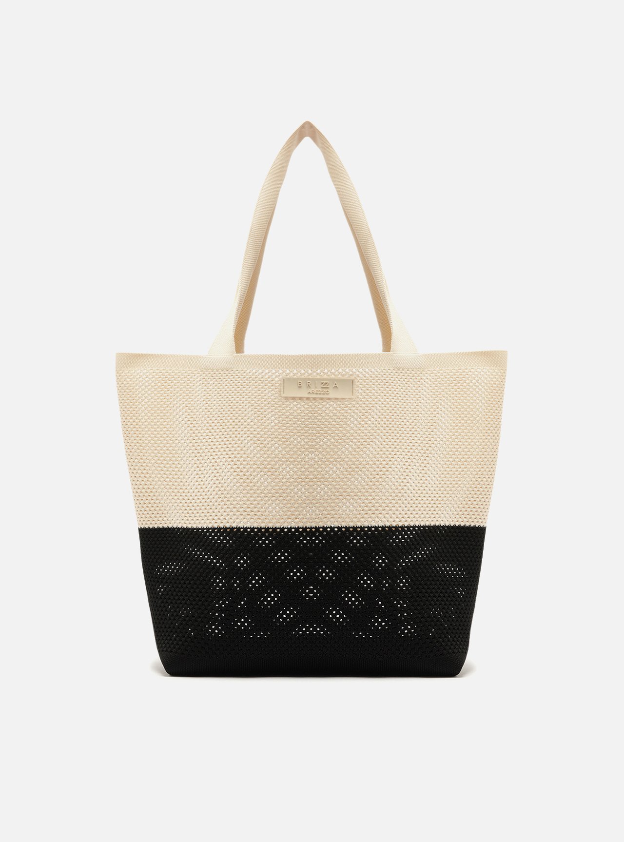 Bolsa Shopping Preta Duo Crochê Média Brizza — foto 1