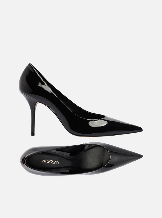 Scarpin Preto Verniz Salto Alto Fino Clássico