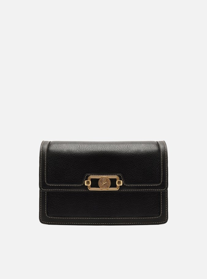 Bolsa Tiracolo Preta Couro  Média
