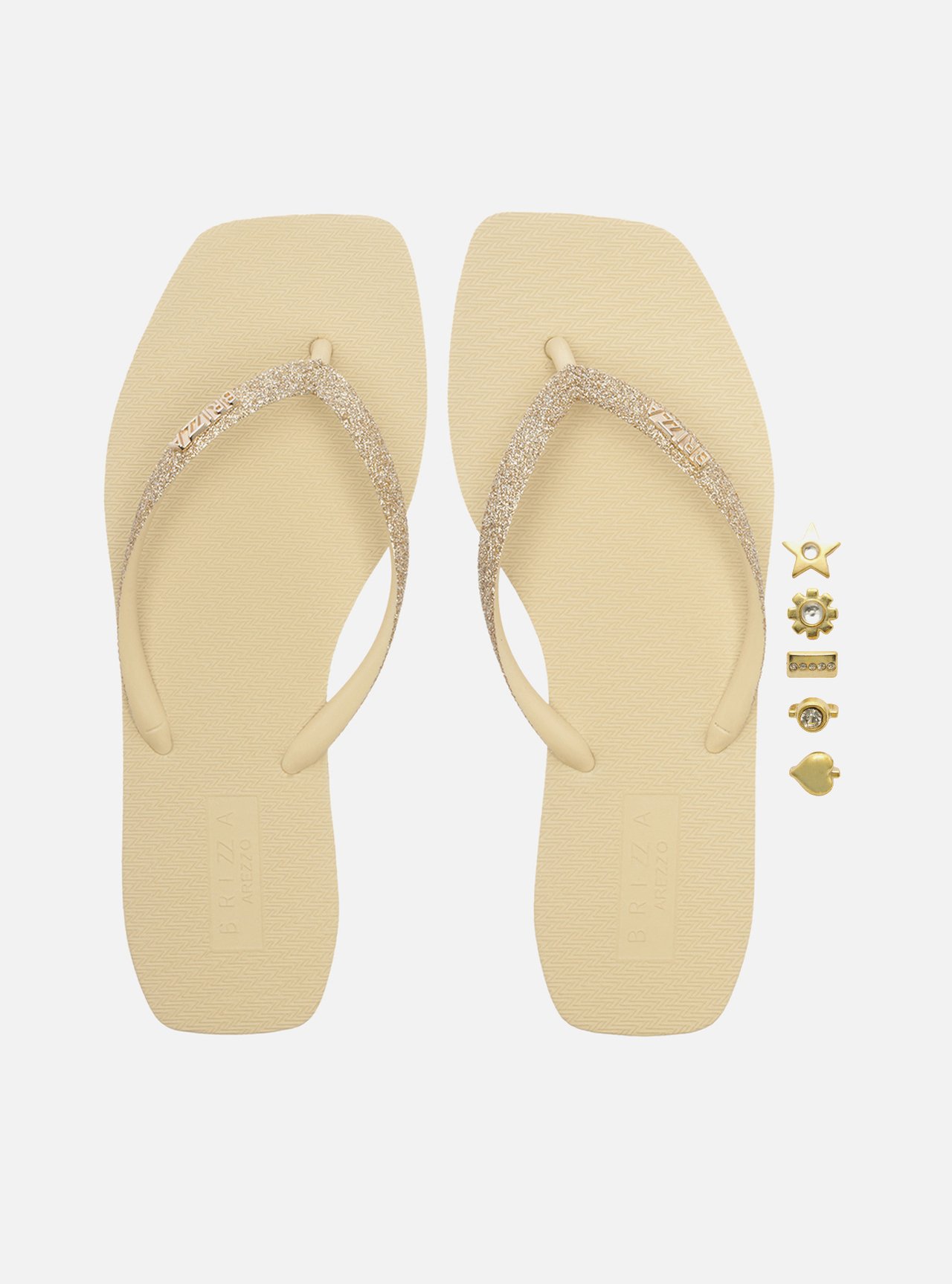 Chinelo de Dedo Dourado Glitter Square Brizza — foto 5