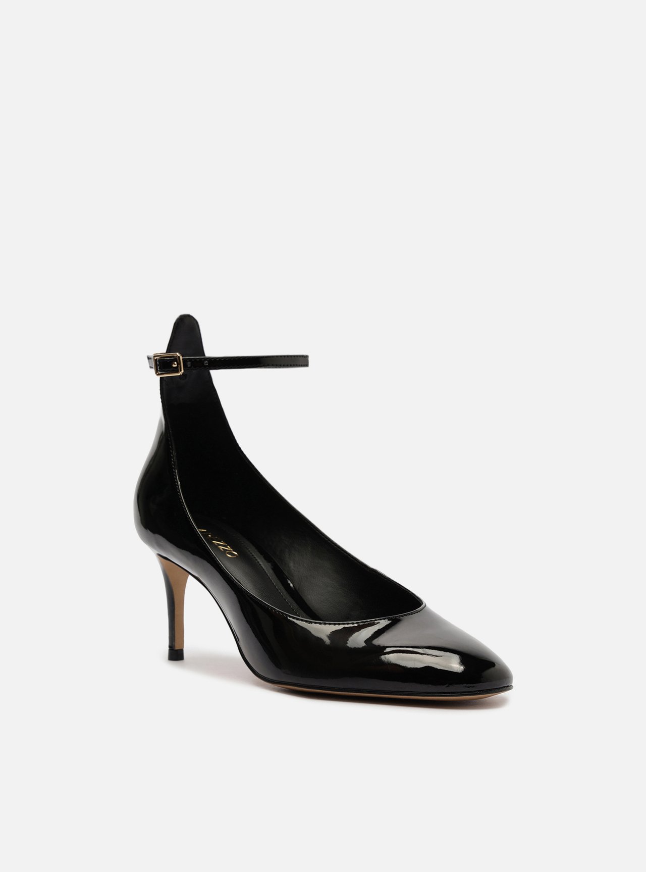 Scarpin Preto Verniz Salto Baixo Fino Tira — foto 2
