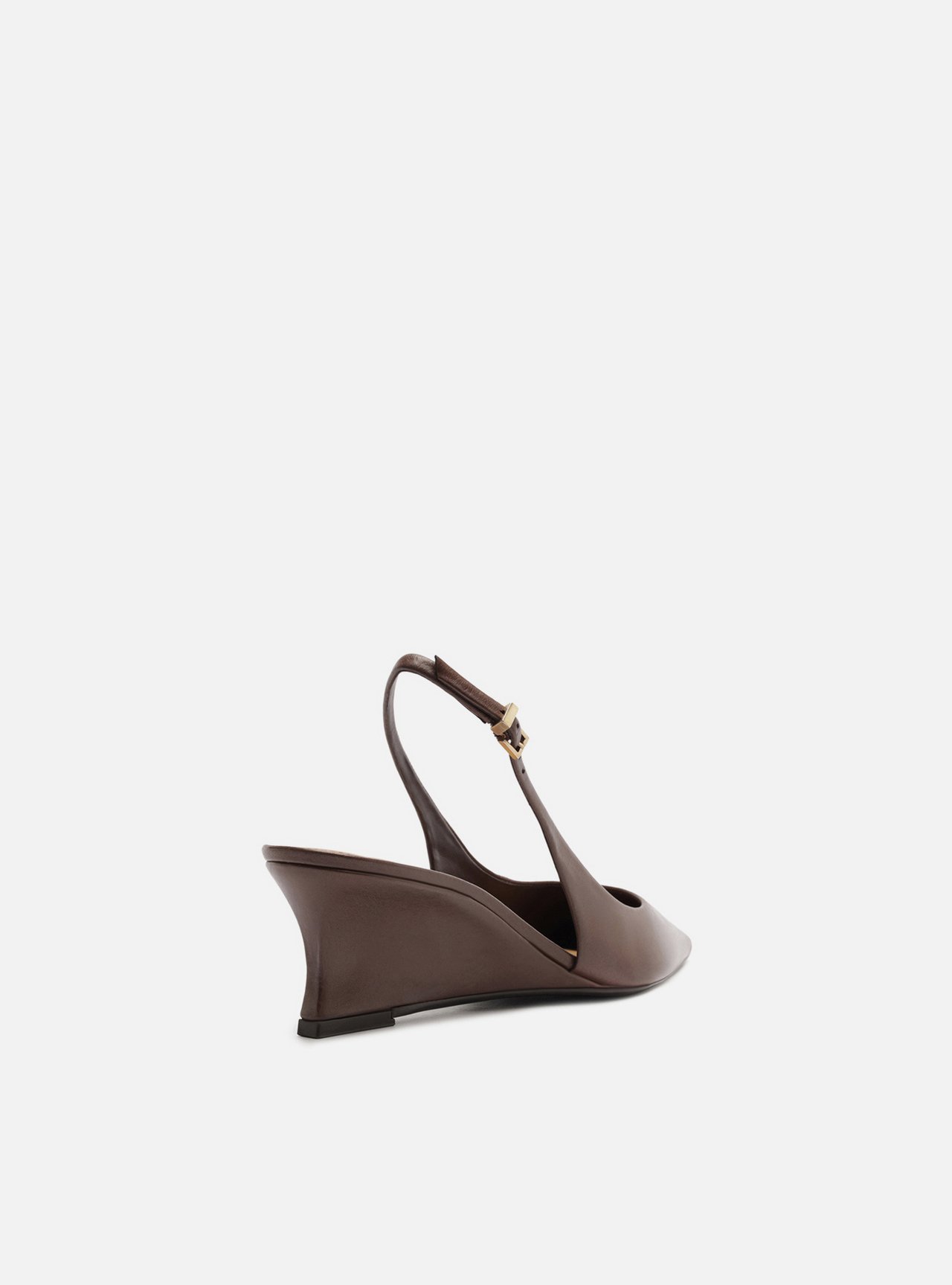 Scarpin Marrom Couro Anabela Slingback — foto 3