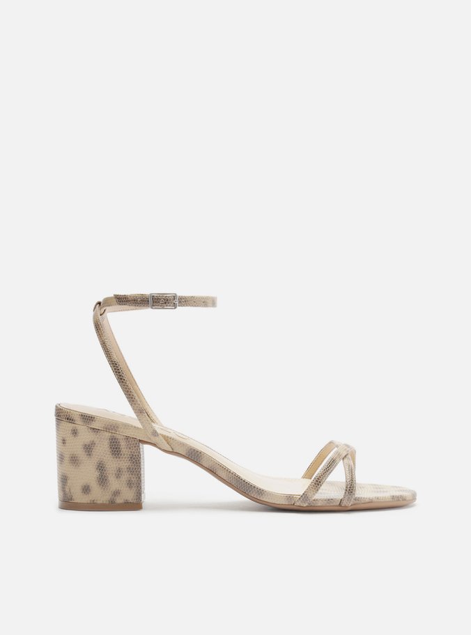 Sandália Animal Print Salto Bloco Tiras Finas Esther