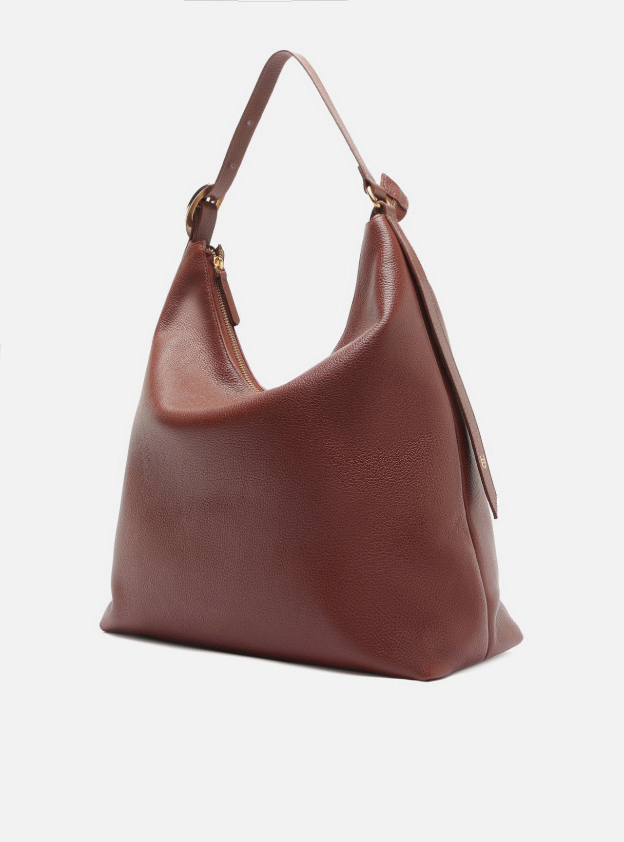Bolsa Hobo Marrom Escura Couro Grande Fivela Oval — foto 2