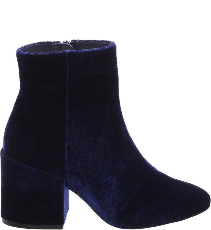 Bota Marinho Veludo Cano Curto