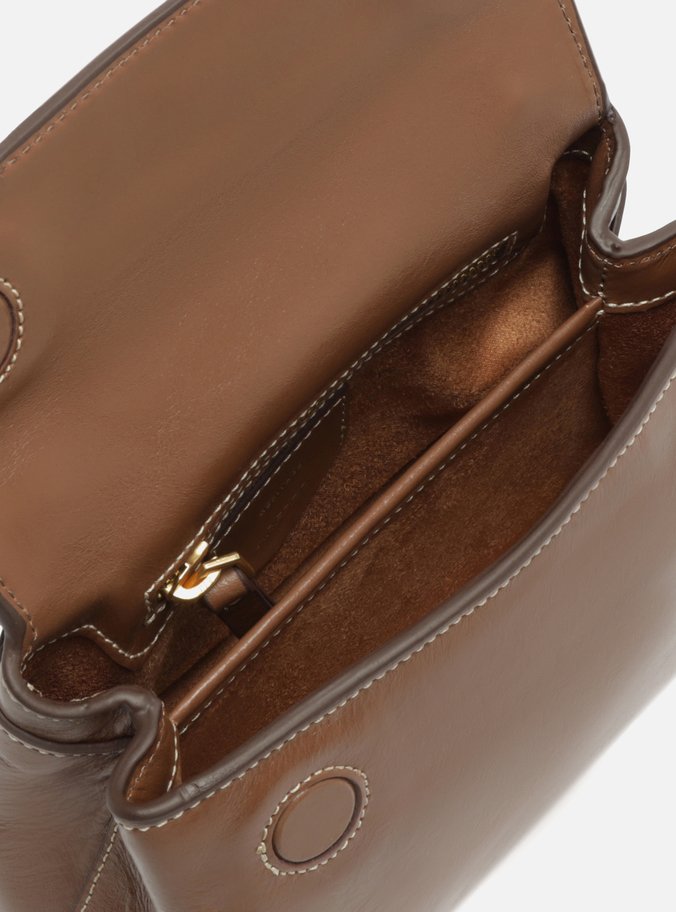 Tiracolo Marrom Couro Pequena Bag Charm Victória