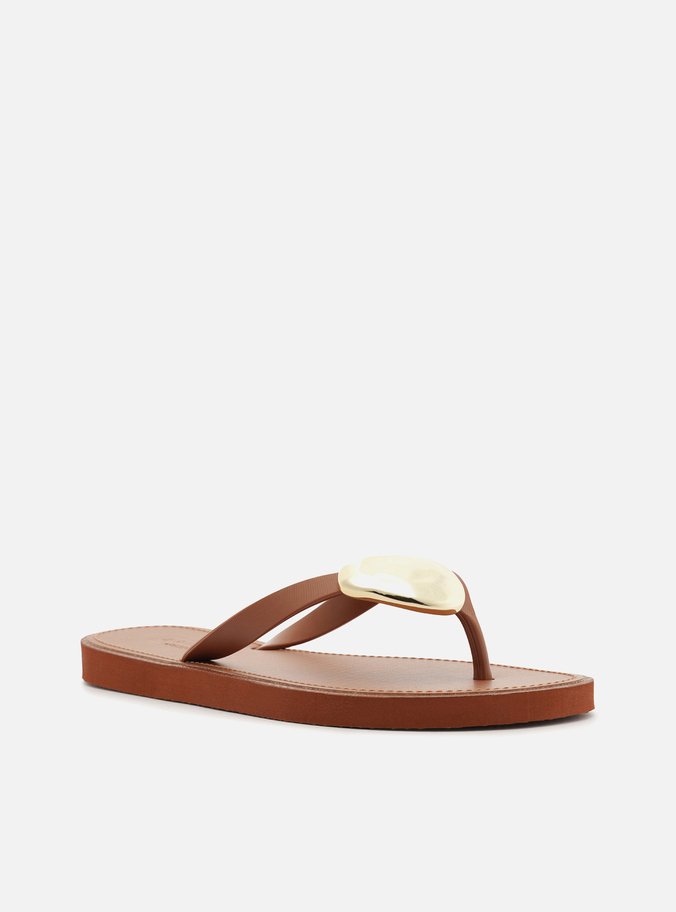Chinelo Minimal Marrom Bico Redondo Brizza