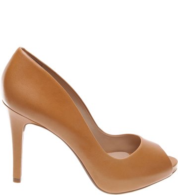 Sandália Couro Peep Toe Mel
