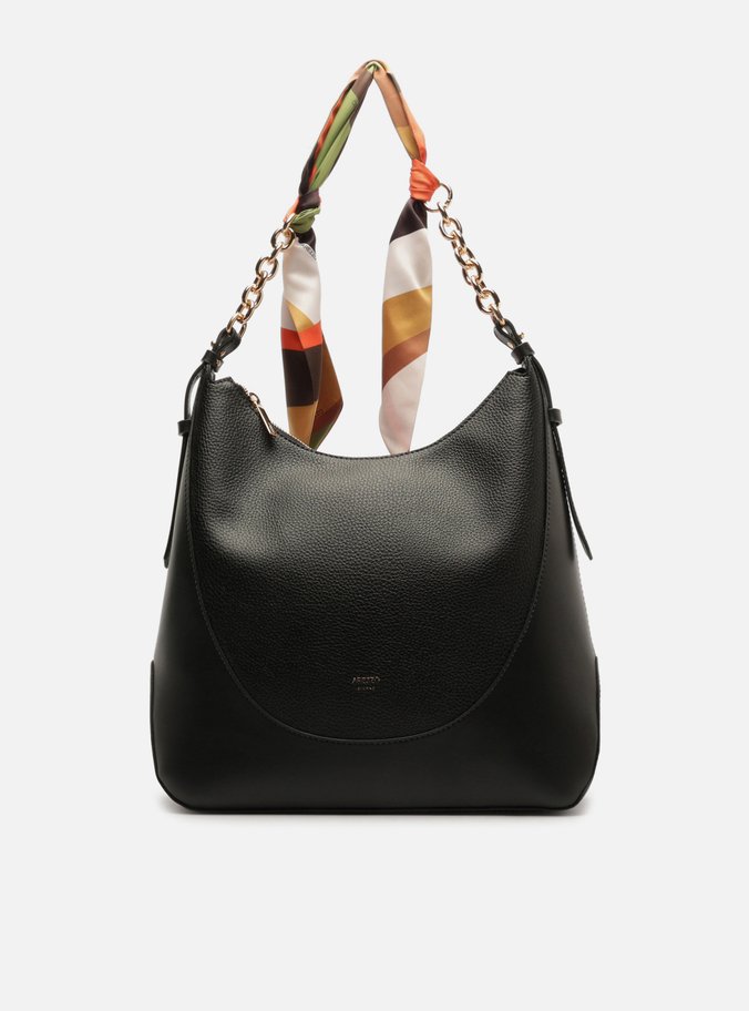 Bolsa Hobo Preta Grande Alça Lenço