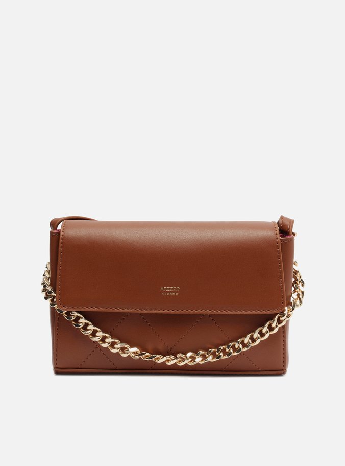 Bolsa Tiracolo Marrom Pequena Corrente Metal