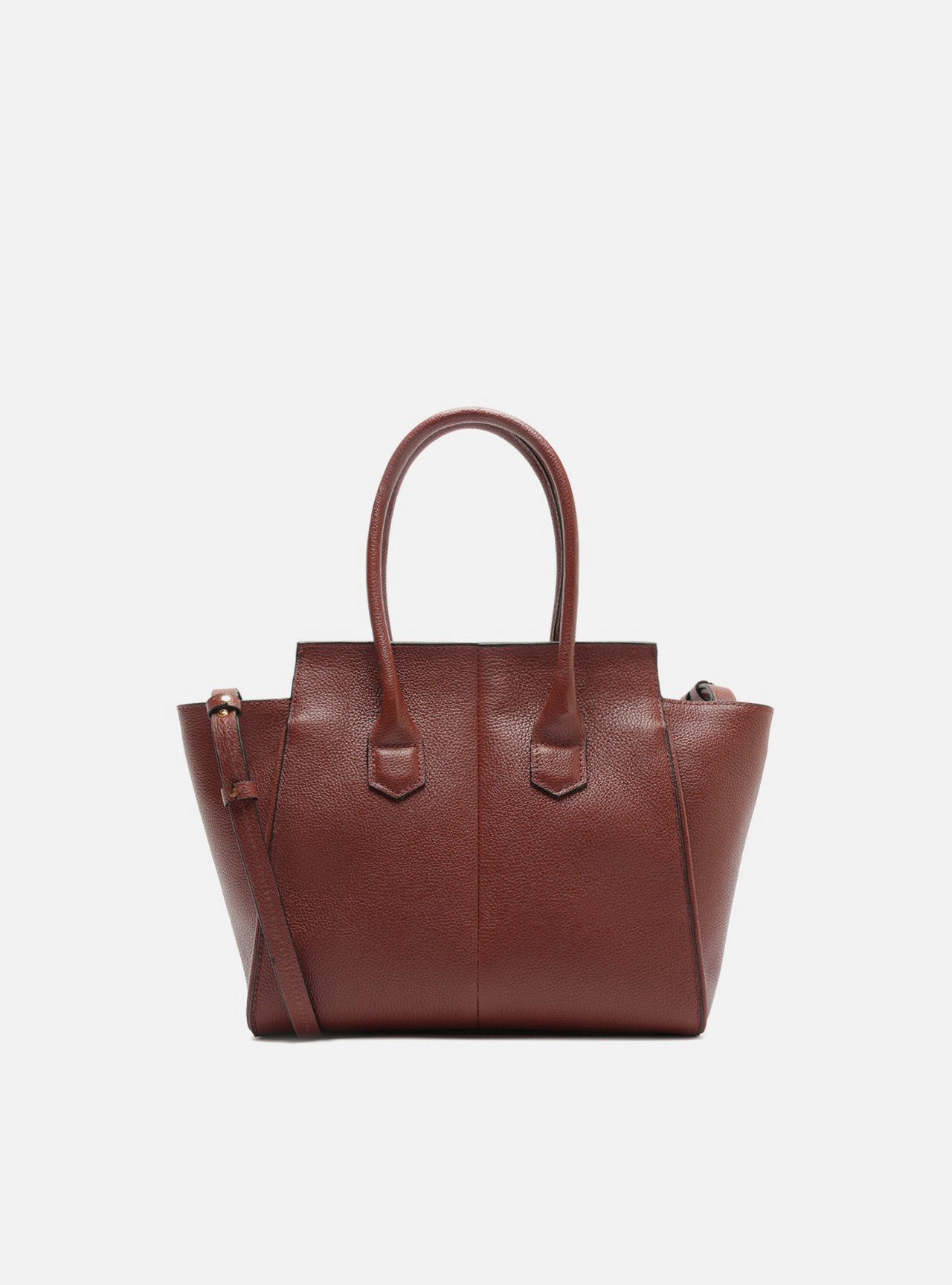Bolsa Tote Marrom Couro Média Bolso Zíper — foto 3
