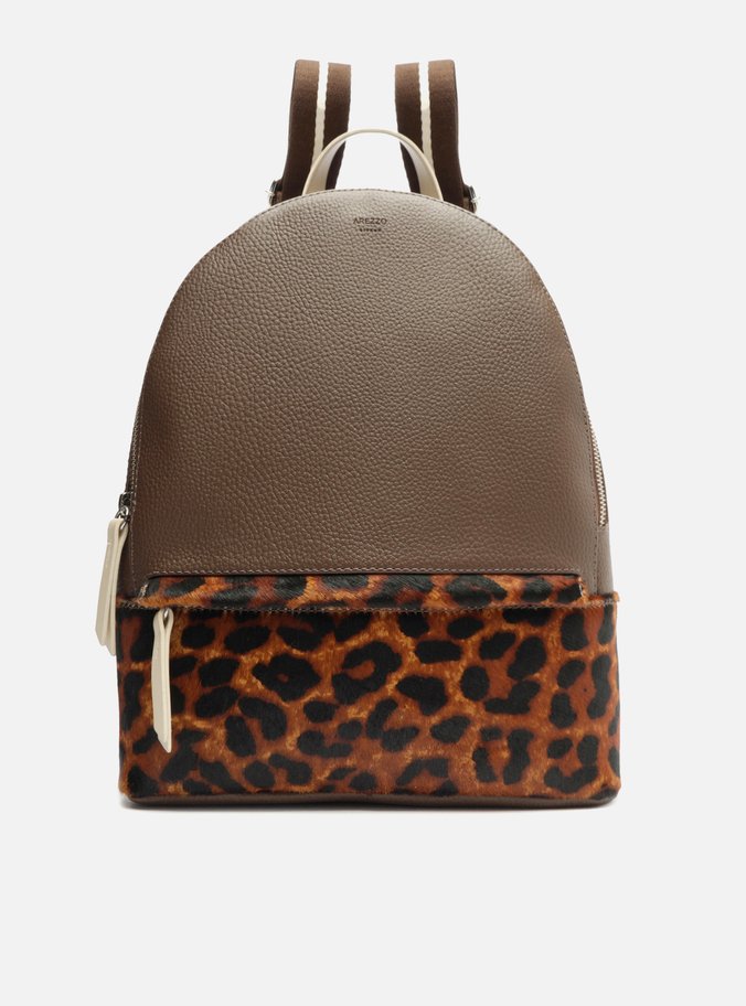 Mochila Marrom Prione Grande Animal Print