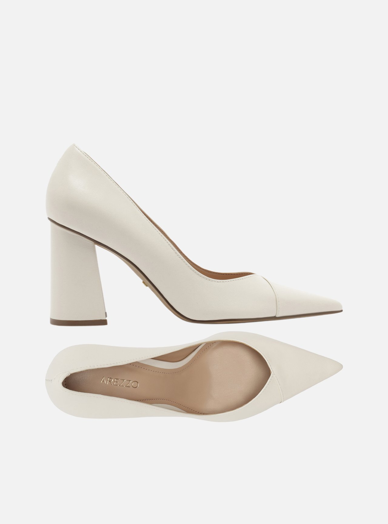 Scarpin Off White Couro Salto Bloco Laqueado — foto 5