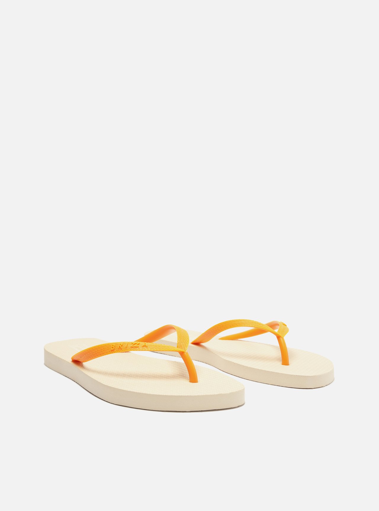 Chinelo de Dedo Branco e Laranja e Pouch — foto 4