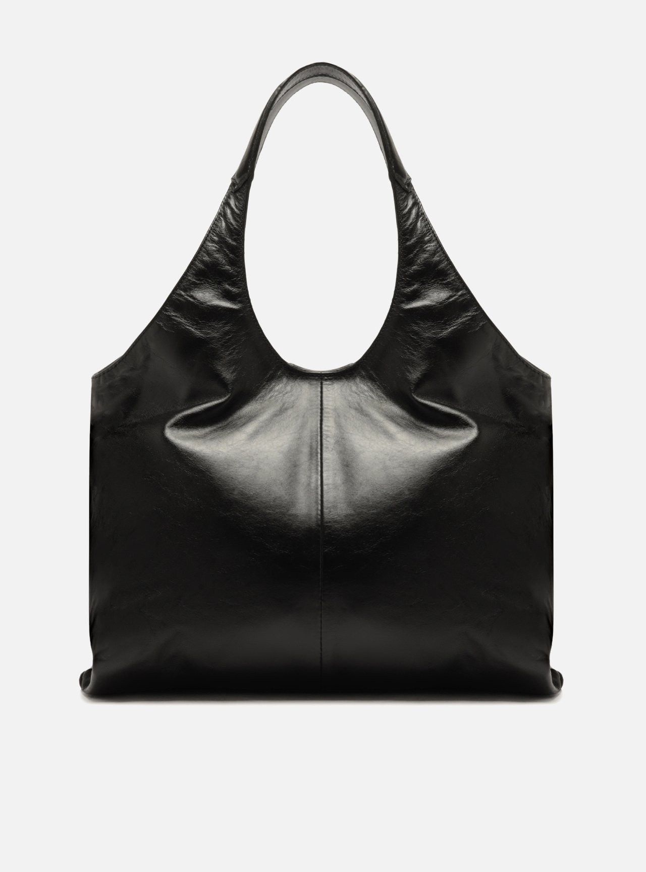 Bolsa Hobo Preta Couro Grande Corrente Dourada — foto 3