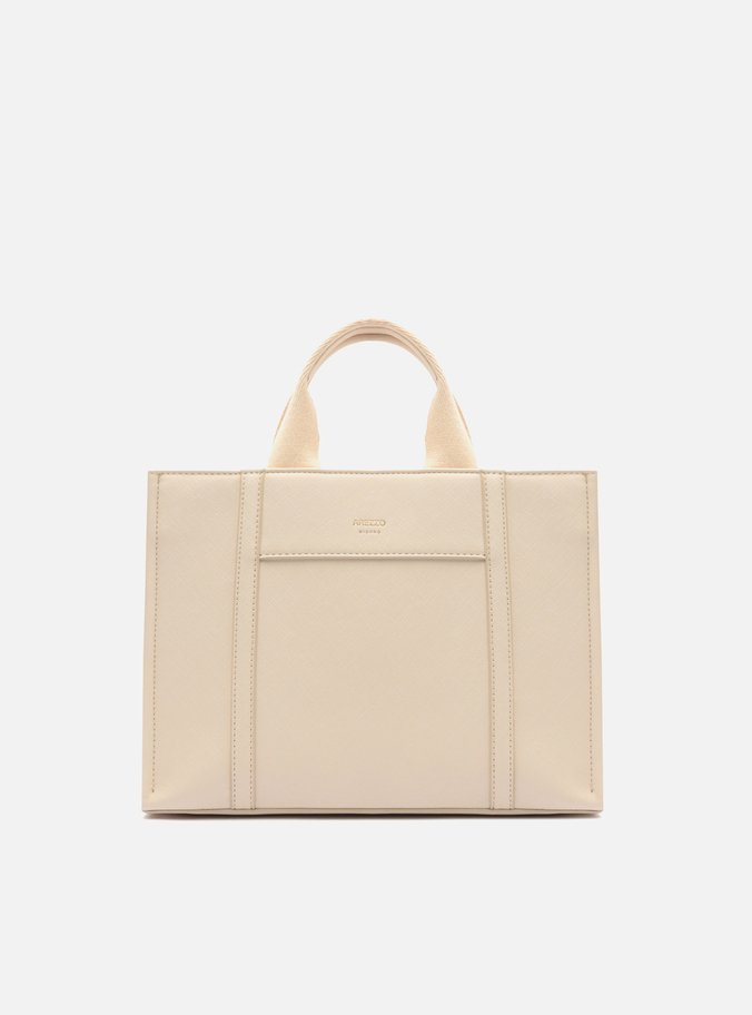 Bolsa Tote Off White Média Bolso Frontal