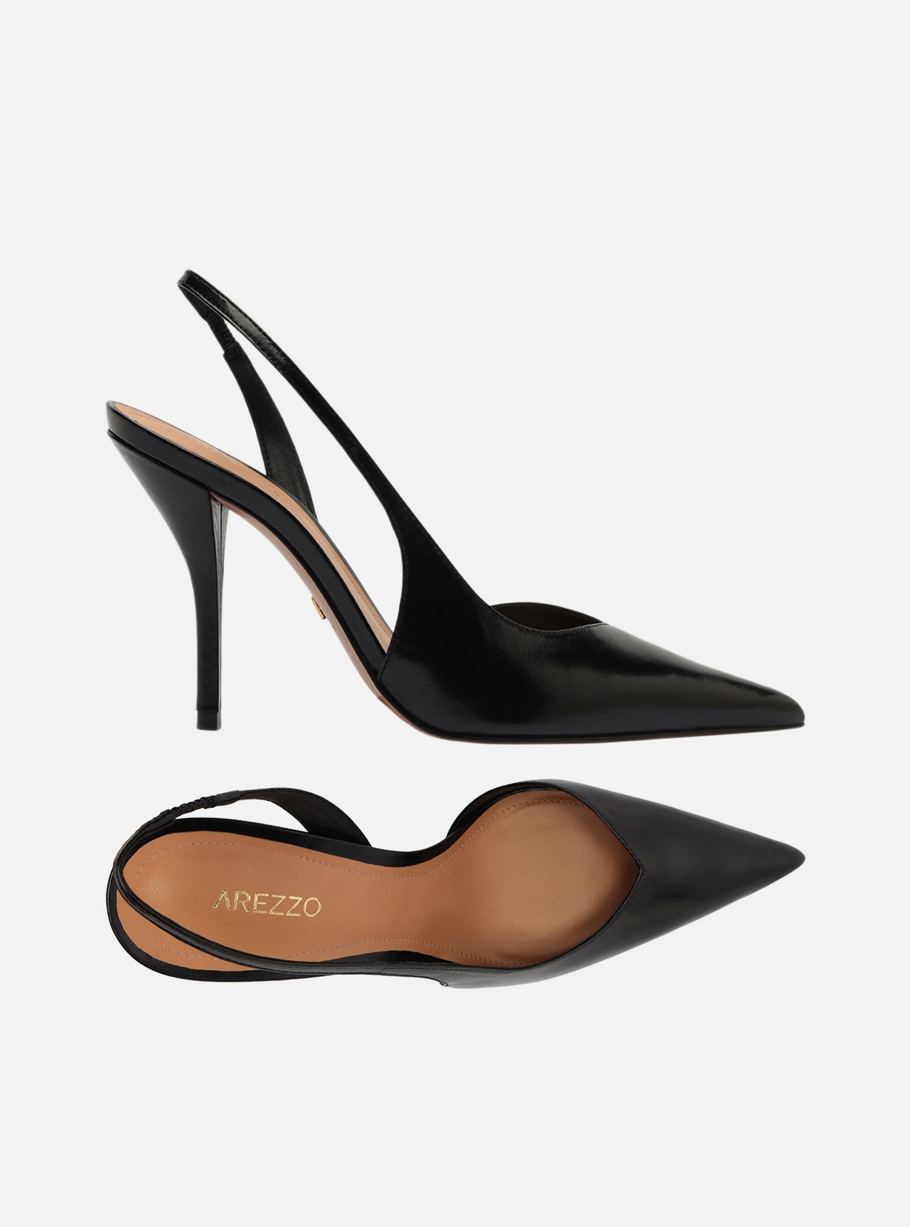 Scarpin Preto Couro Salto Fino Slingback — foto 5