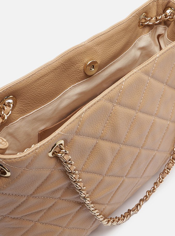Bolsa Tote Nude Couro Matelassê Média