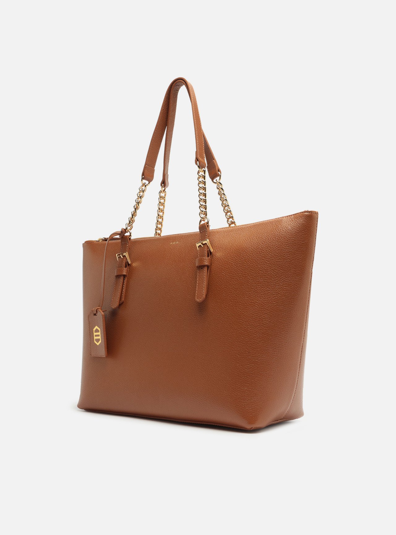 Bolsa Shopping Marrom Couro Grande Alça Corrente — foto 2