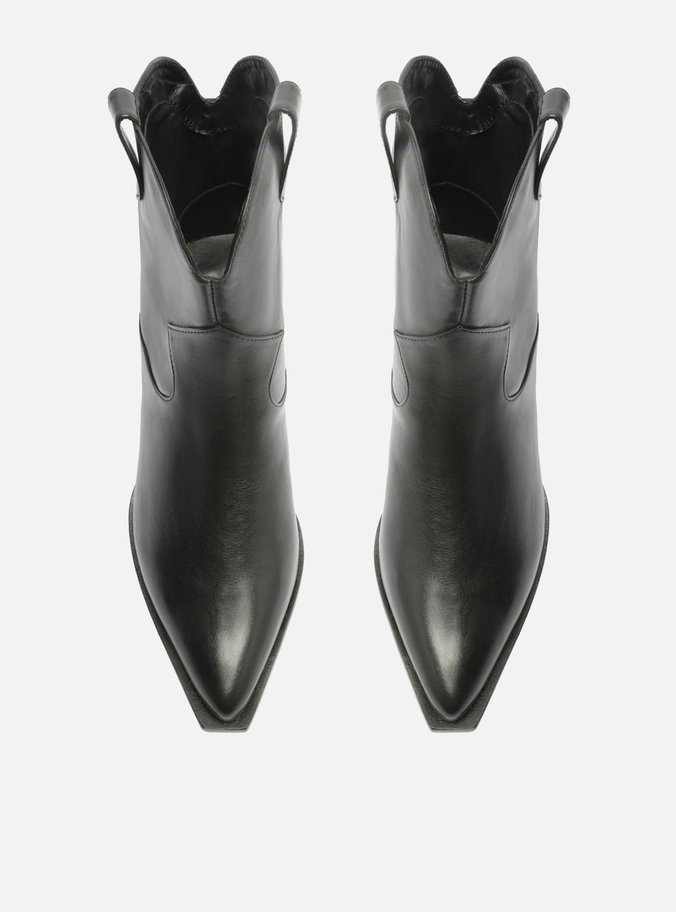 Bota Western Preta Couro Cano Curto