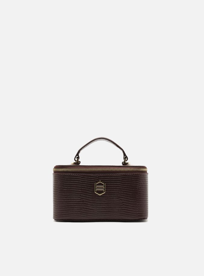 Bolsa Tiracolo Bordô Couro Pequena Croco Corrente