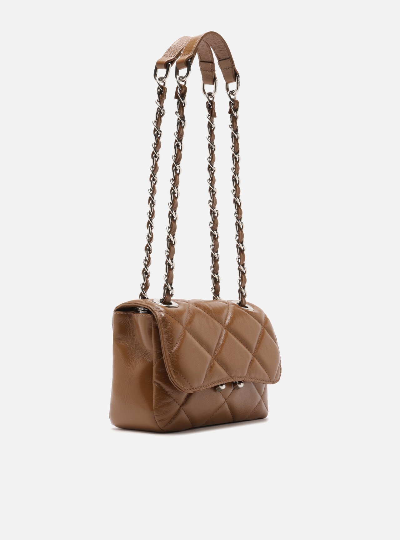Bolsa Tiracolo Marrom Couro Pequena Matelassê — foto 5