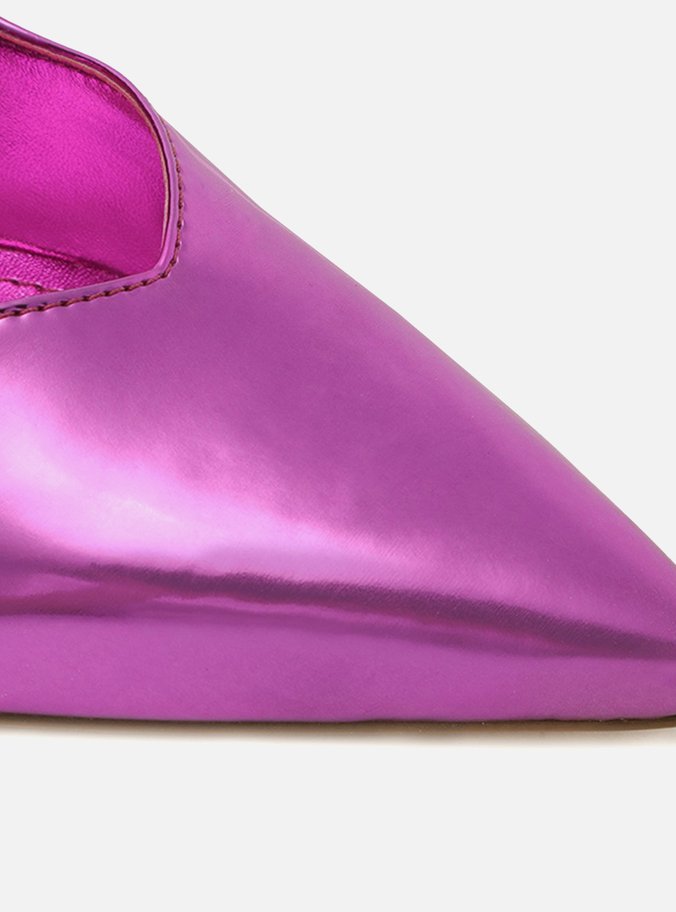 Scarpin Rosa Metalizado Bico Fino Sia